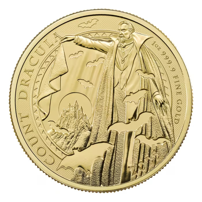 2025年 英国 ゴシック・ホラーシリーズ — 吸血鬼ドラキュラ伯爵 .9999 純金製 1オンス金貨