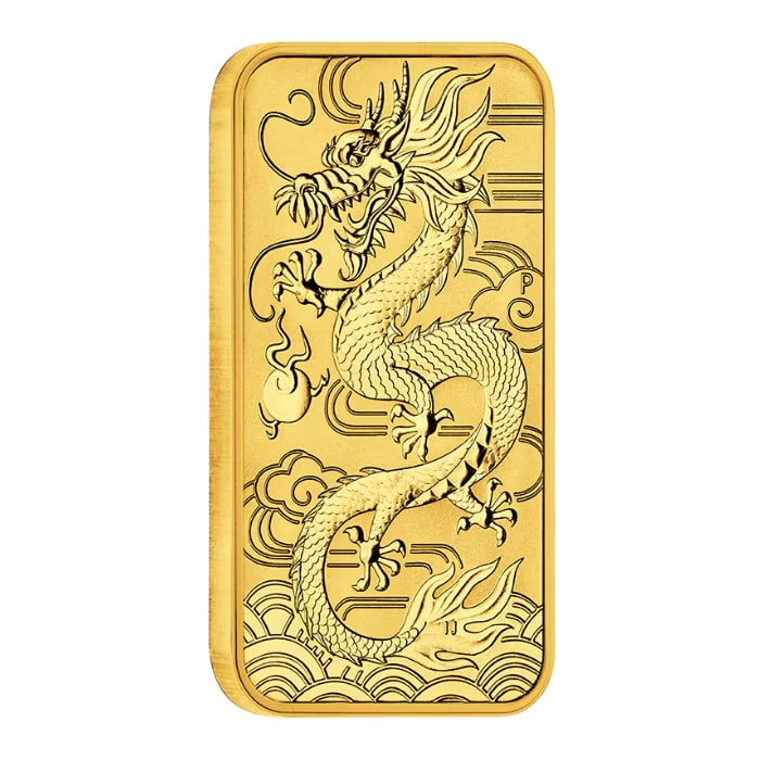 2018年 オーストラリア 龍 .9999 純金製 長方形金貨 1オンス
