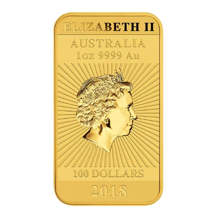 2018年 オーストラリア 龍 .9999 純金製 長方形金貨 1オンス