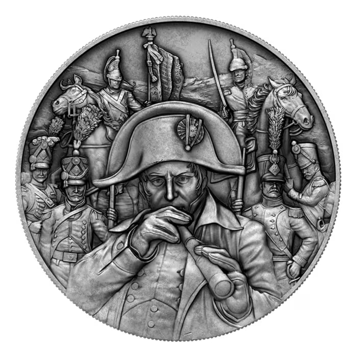 2026年 ニウエ 戦争の巨匠シリーズ － ナポレオン .999 アンティーク仕上げ 超ハイレリーフ銀貨 2オンス