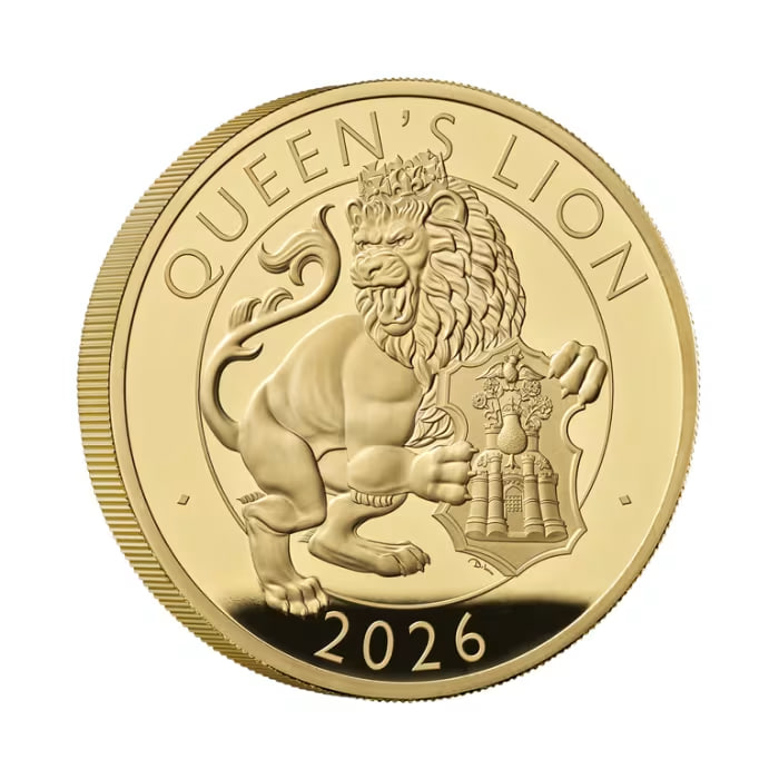 2026年 英国 チューダー王室の神獣シリーズ — 女王のライオン .9999 純金製 プルーフ金貨 5オンス